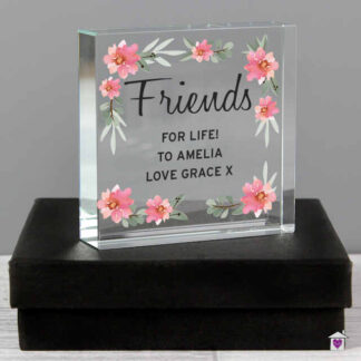 Personalised Floral Sentimental Large Crystal Token