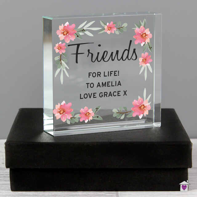Personalised Floral Sentimental Large Crystal Token