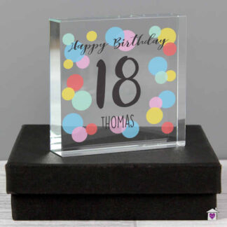 Personalised Birthday Colour Confetti Large Crystal Token