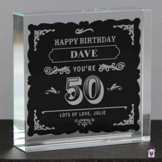 Personalised Birthday Vintage Typography Large Crystal Token