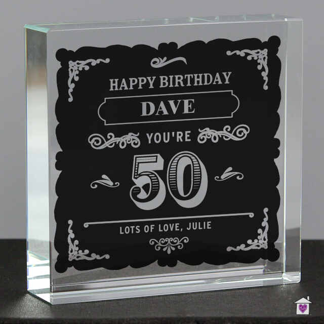 Personalised Birthday Vintage Typography Large Crystal Token