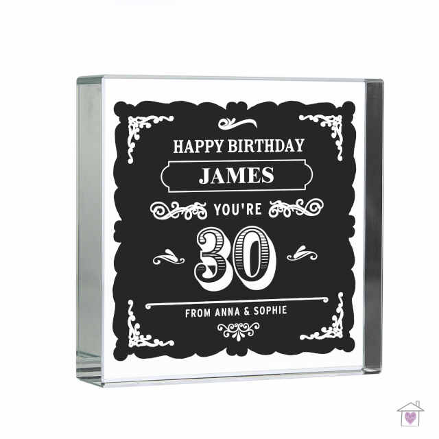 Personalised Birthday Vintage Typography Large Crystal Token - Image 2