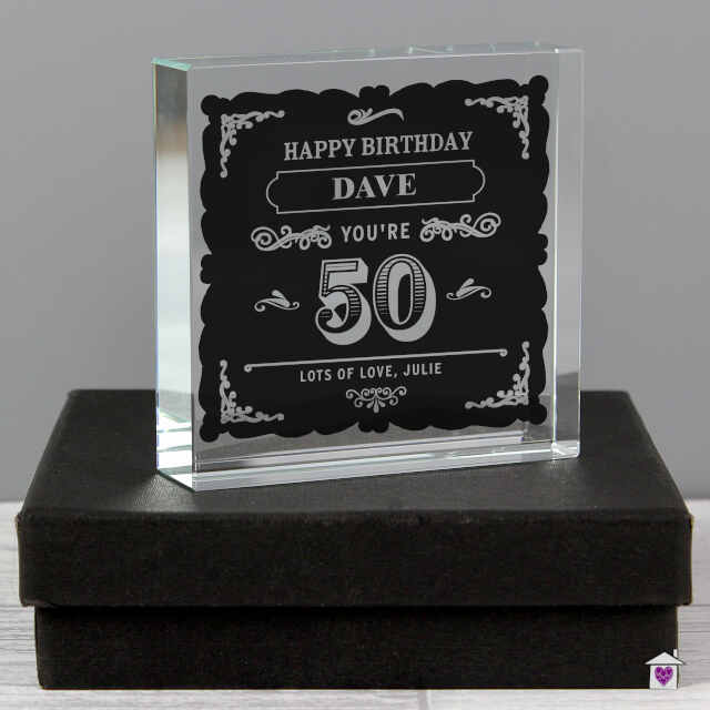 Personalised Birthday Vintage Typography Large Crystal Token - Image 3
