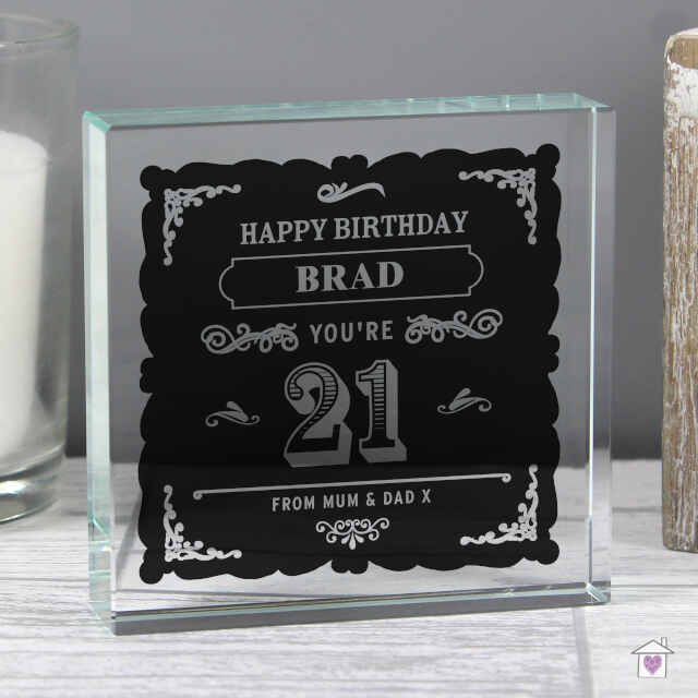 Personalised Birthday Vintage Typography Large Crystal Token - Image 4