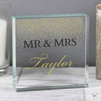 Personalised Gold Confetti Large Crystal Token