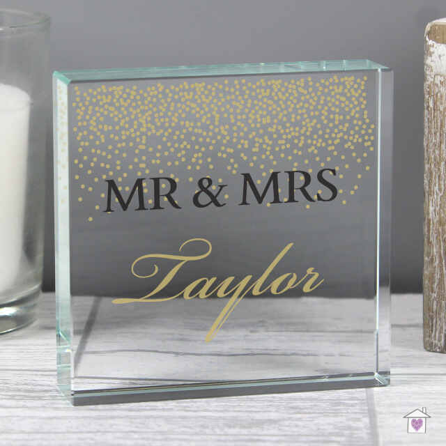 Personalised Gold Confetti Large Crystal Token