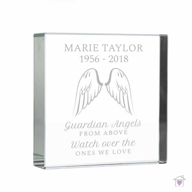 Personalised Guardian Angel Wings Large Crystal Token - Image 2