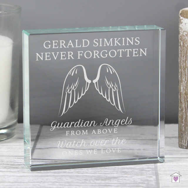 Personalised Guardian Angel Wings Large Crystal Token - Image 4