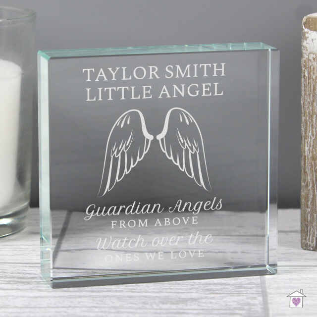 Personalised Guardian Angel Wings Large Crystal Token - Image 5