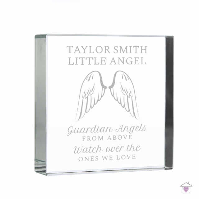 Personalised Guardian Angel Wings Large Crystal Token - Image 9