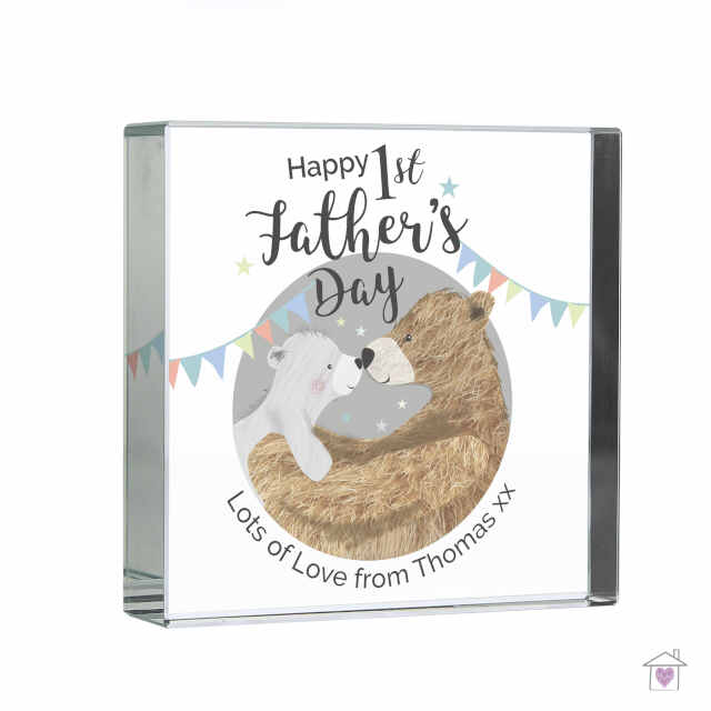 Personalised 1st Father's Day Daddy Bear Large Crystal Token - Image 10