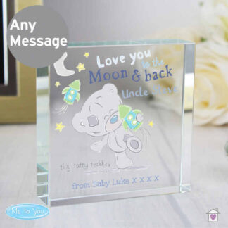 Personalised Tiny Tatty Teddy To the Moon & Back Large Crystal Token
