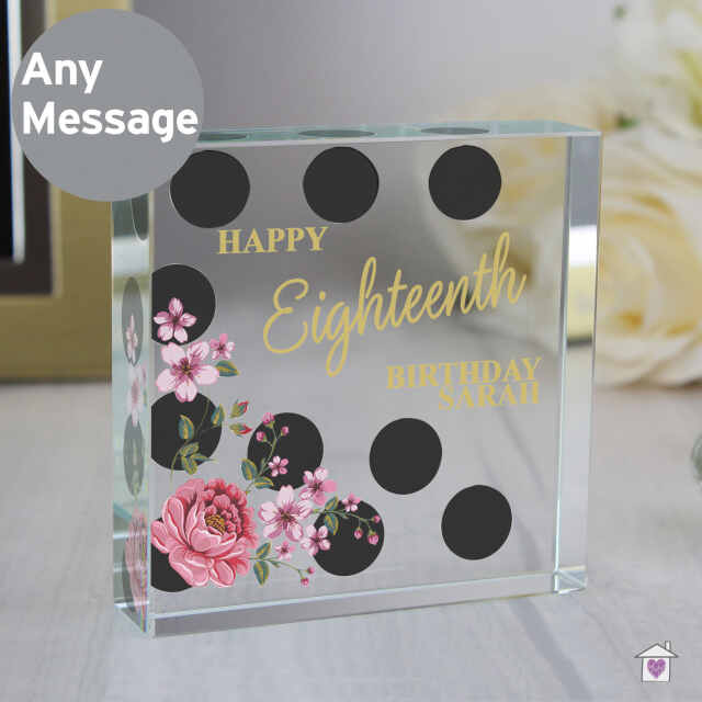 Personalised Floral Dot Large Crystal Token