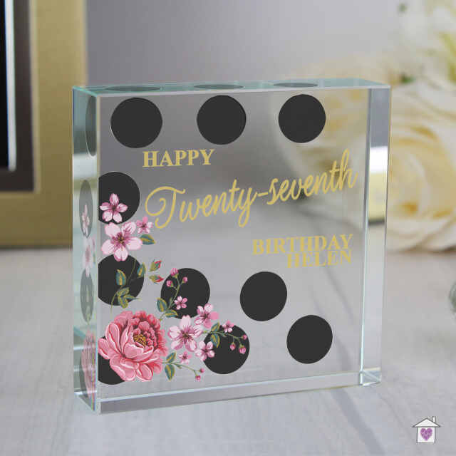 Personalised Floral Dot Large Crystal Token - Image 5