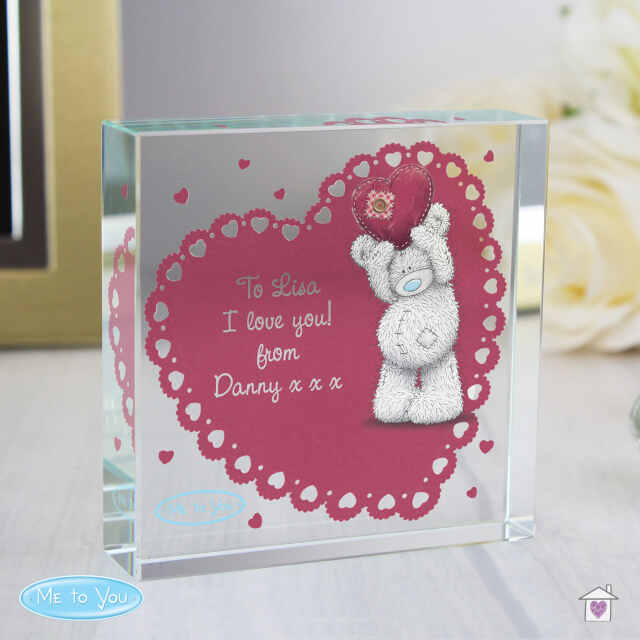 Personalised Me To You Heart Large Crystal Token