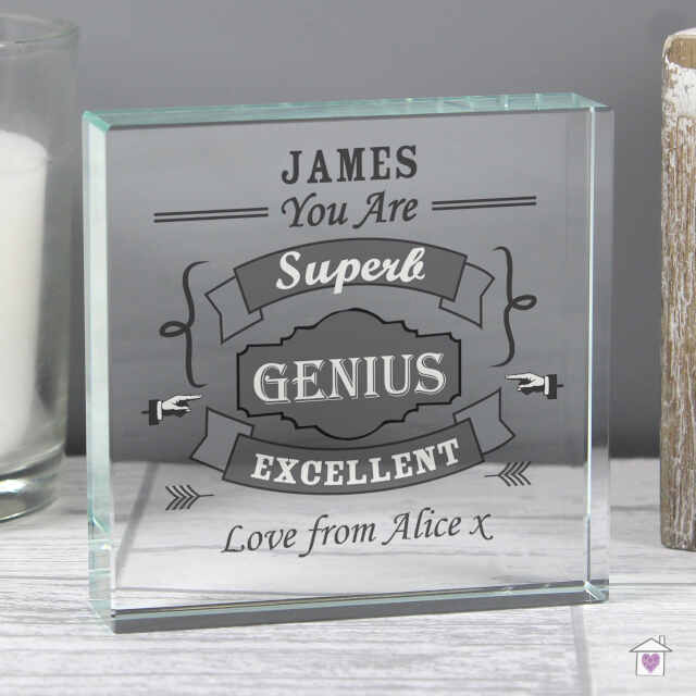 Personalised Vintage Typography Large Crystal Token