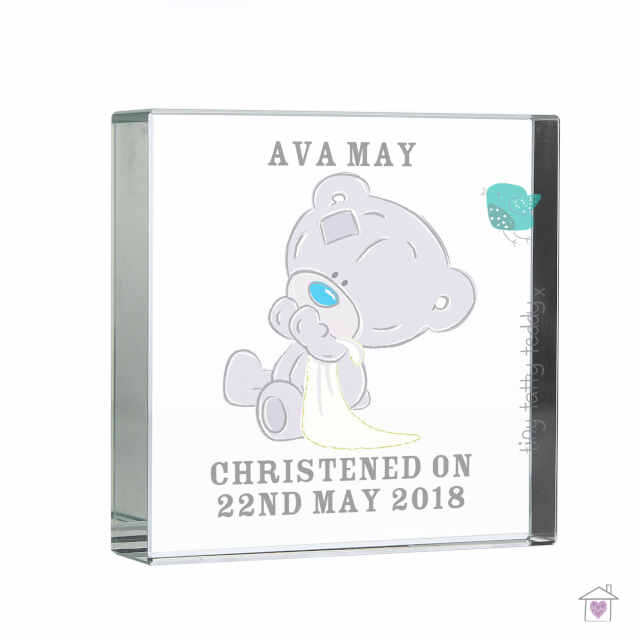 Personalised Tiny Tatty Teddy Large Christening Crystal Token - Image 2