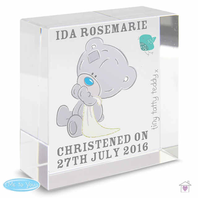 Personalised Tiny Tatty Teddy Large Christening Crystal Token - Image 4