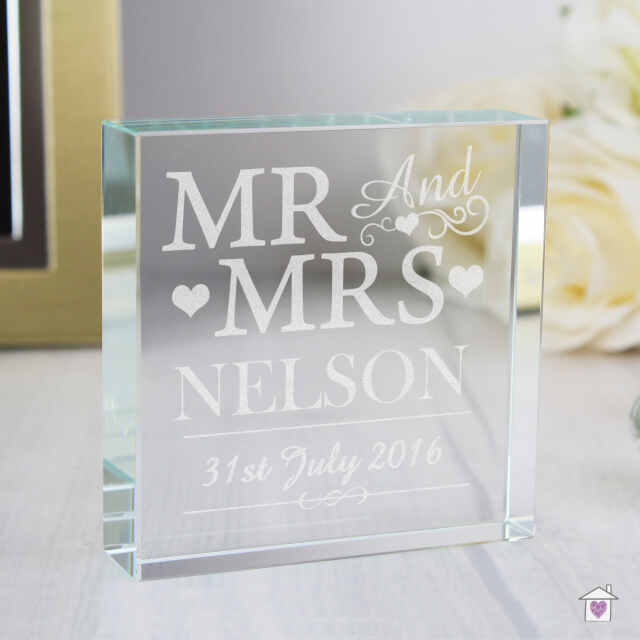 Personalised Mr & Mrs Large Crystal Token - Image 3