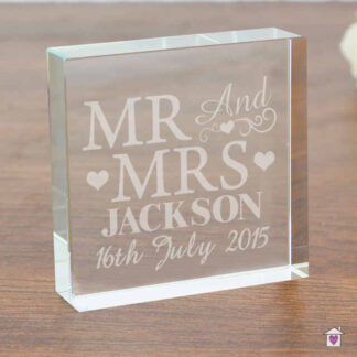 Personalised Mr & Mrs Large Crystal Token