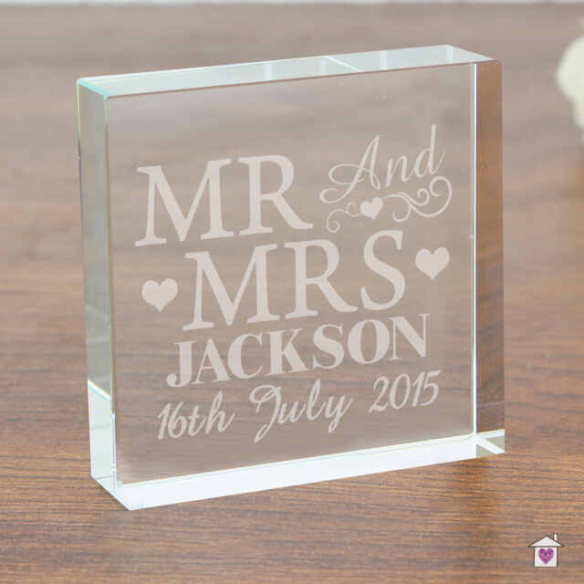 Personalised Mr & Mrs Large Crystal Token