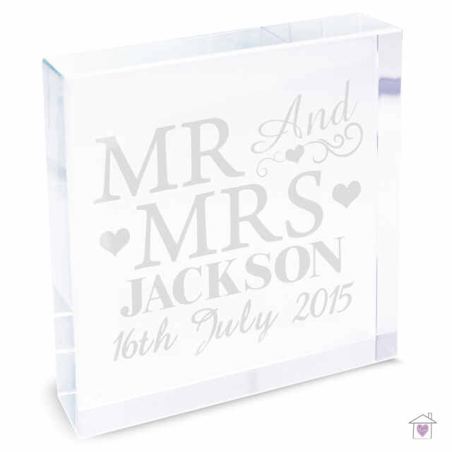 Personalised Mr & Mrs Large Crystal Token - Image 2
