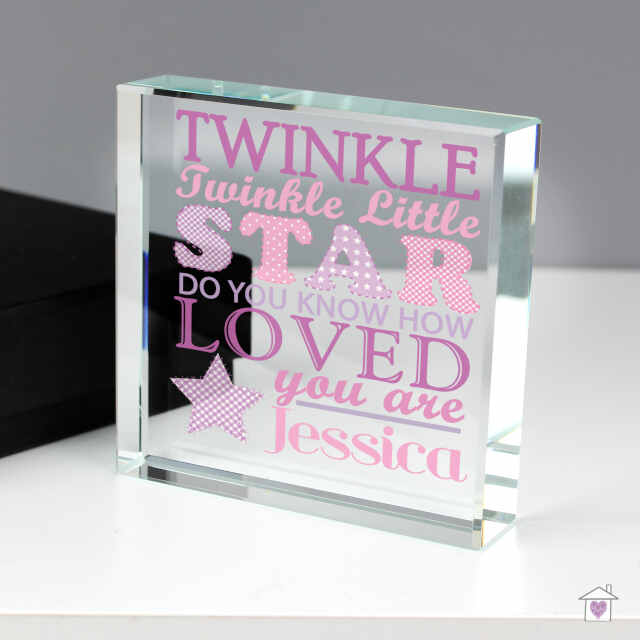 Personalised Twinkle Pink Large Crystal Token