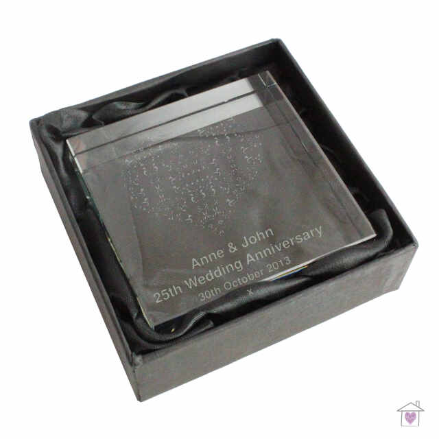 Personalised Damask White Heart Large Crystal Token - Image 4