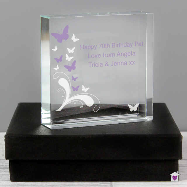 Personalised Butterflies Large Crystal Token