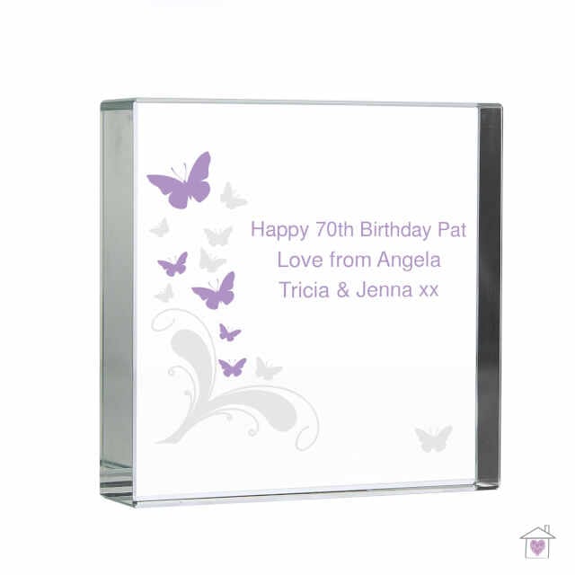 Personalised Butterflies Large Crystal Token - Image 2