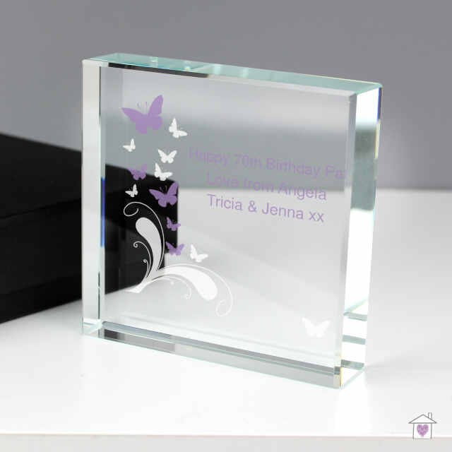Personalised Butterflies Large Crystal Token - Image 3