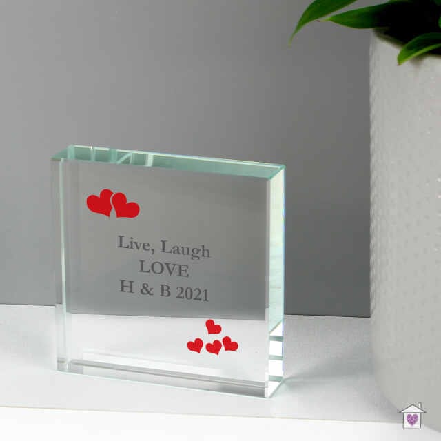 Personalised Red Hearts Large Crystal Token