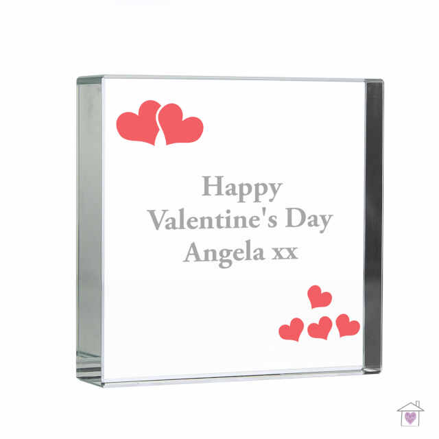 Personalised Red Hearts Large Crystal Token - Image 2