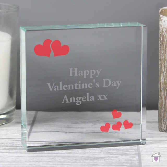 Personalised Red Hearts Large Crystal Token - Image 3