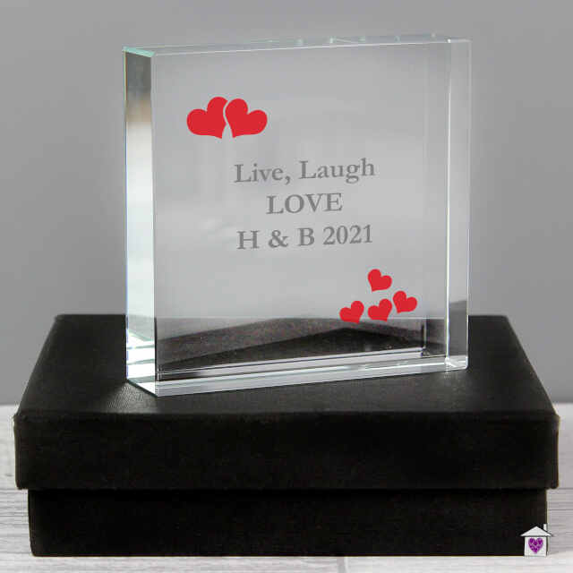 Personalised Red Hearts Large Crystal Token - Image 4