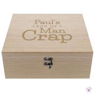 Personalised Box of Man Crap Large Wooden Keepsake Box