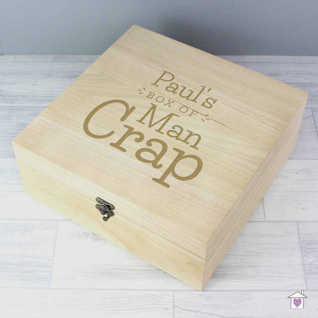Personalised Box of Man Crap Large Wooden Keepsake Box - Image 2