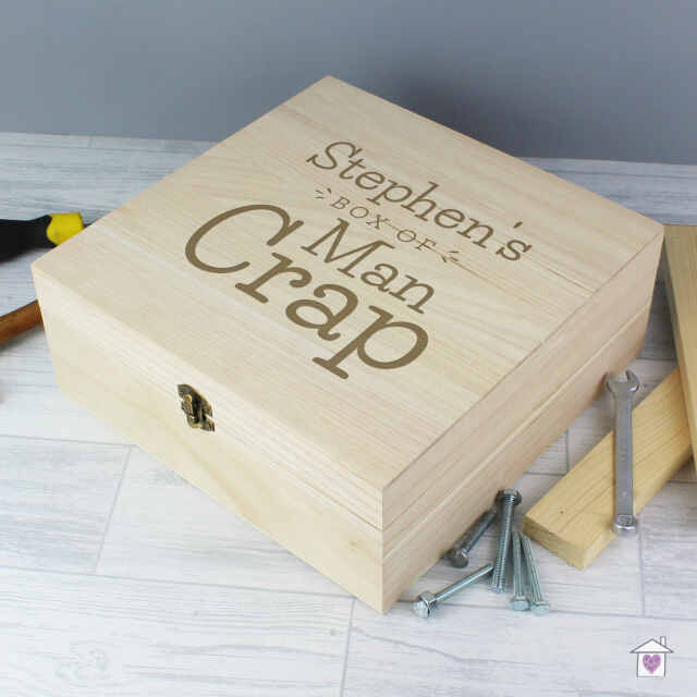 Personalised Box of Man Crap Large Wooden Keepsake Box - Image 4