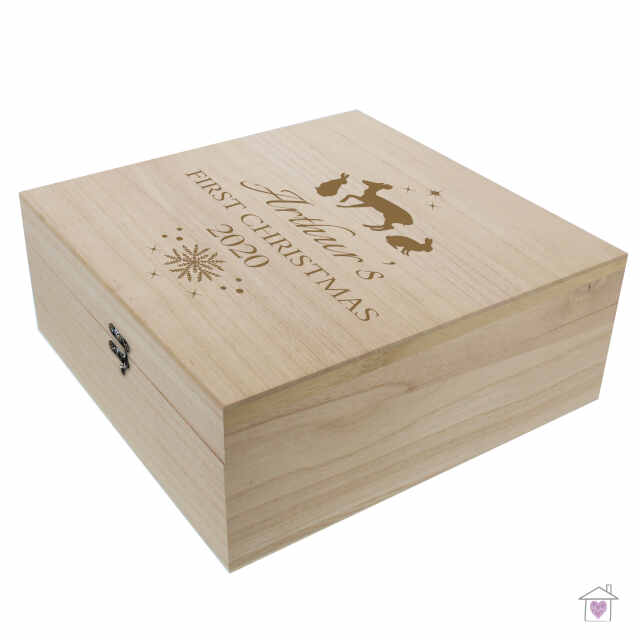 Personalised Festive Large Wooden Keepsake Box - Image 2