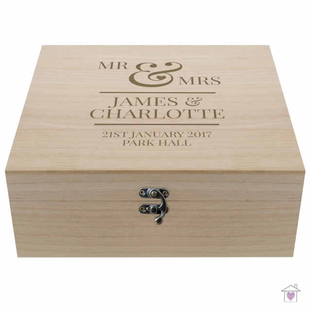 Personalised Mr & Mrs Large Wooden Keepsake Box - Image 2