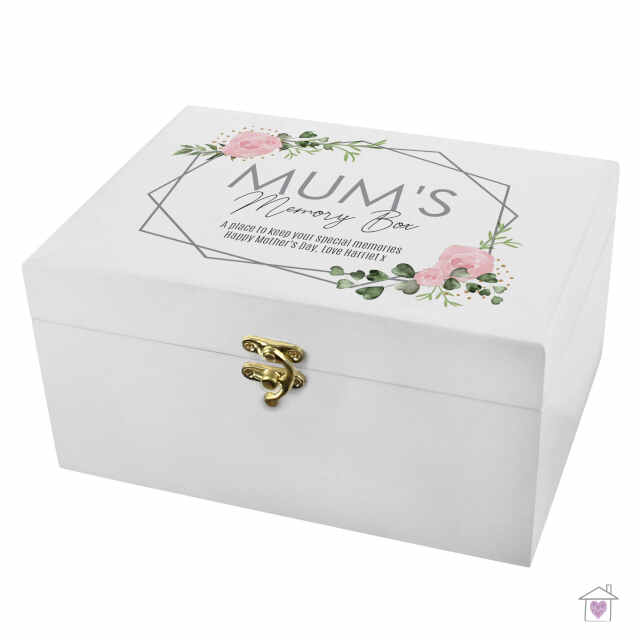 Personalised Abstract Rose White Wooden Keepsake Box - Image 2