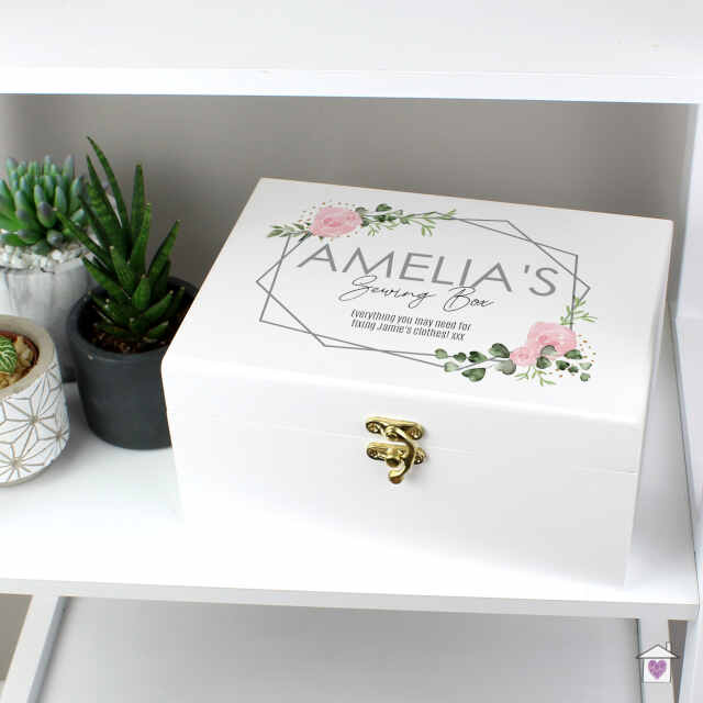 Personalised Abstract Rose White Wooden Keepsake Box - Image 4