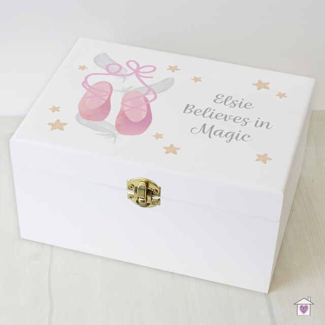 Personalised Swan Lake Ballet White Wooden Keepsake Box - Image 5