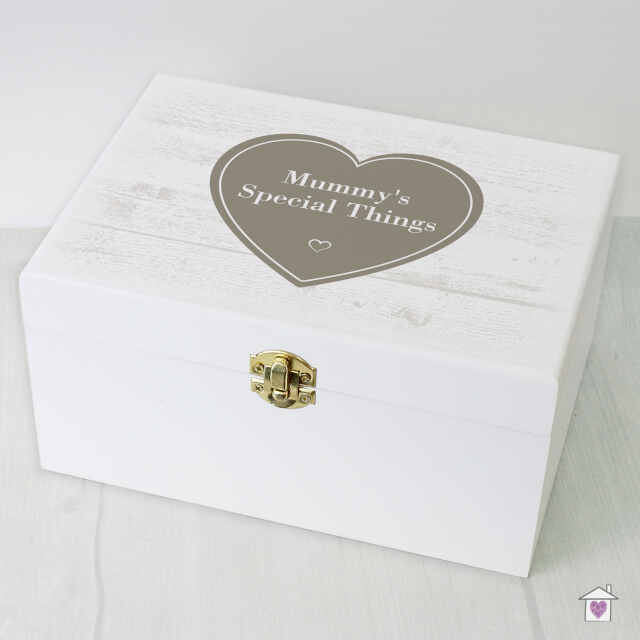 Personalised Rustic Heart White Wooden Keepsake Box - Image 6