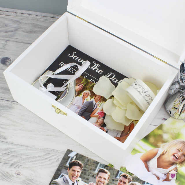 Personalised Rustic Heart White Wooden Keepsake Box - Image 9