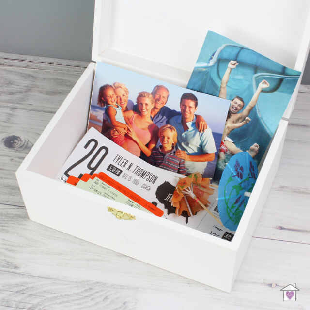 Personalised Rustic Heart White Wooden Keepsake Box - Image 10