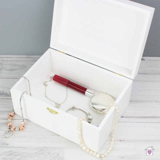 Personalised Fairytale Floral White Wooden Keepsake Box - Image 4