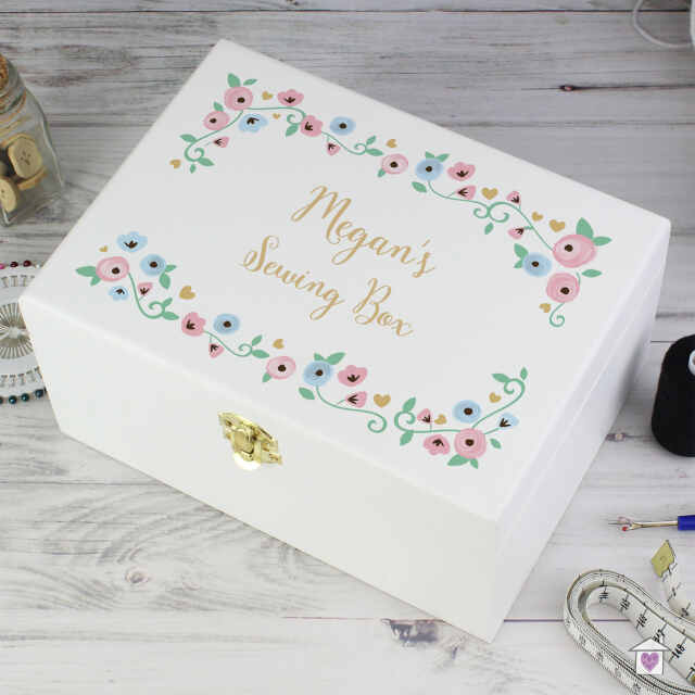 Personalised Fairytale Floral White Wooden Keepsake Box - Image 5