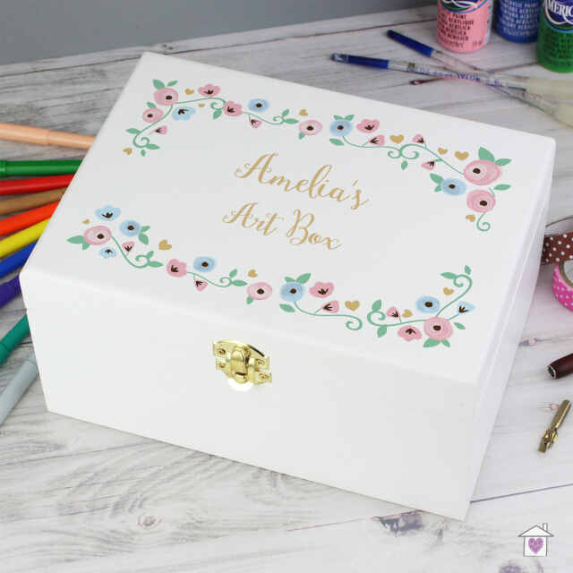 Personalised Fairytale Floral White Wooden Keepsake Box - Image 6