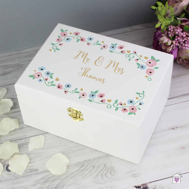 Personalised Fairytale Floral White Wooden Keepsake Box - Image 8